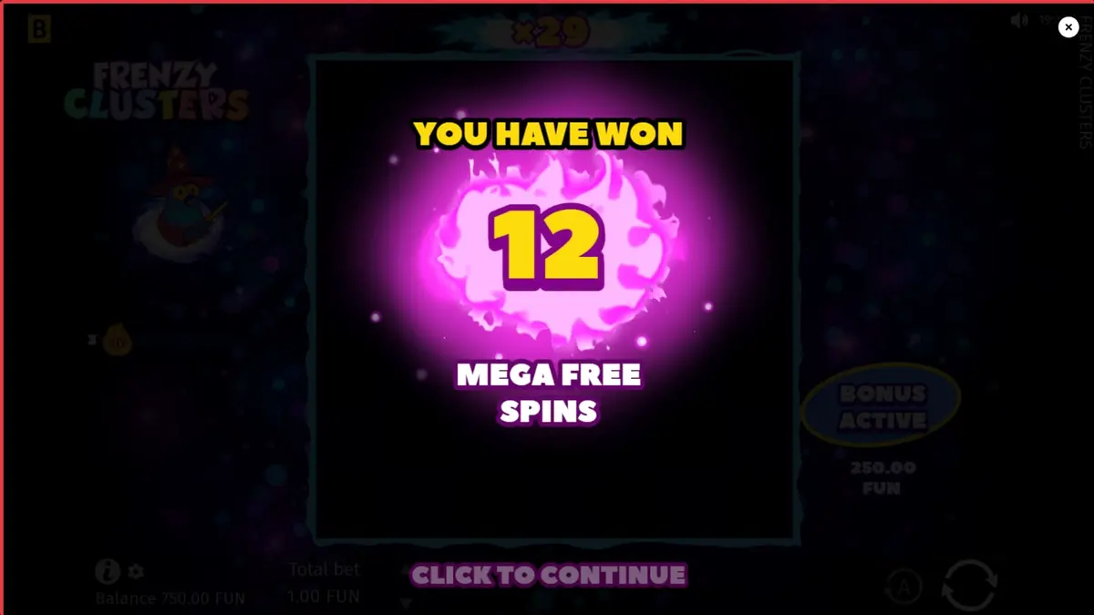 Tampilan antarmuka slot Frenzy Clusters dengan karakter pahlawan dan simbol magis